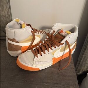 Nike High-Top Sneakers in Orange and White